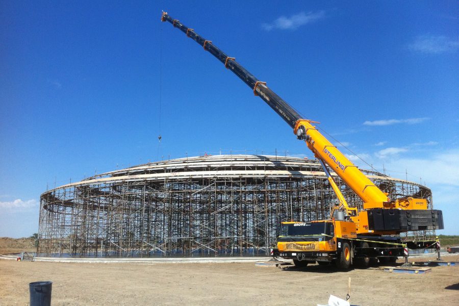 Crane turning around on a construction site