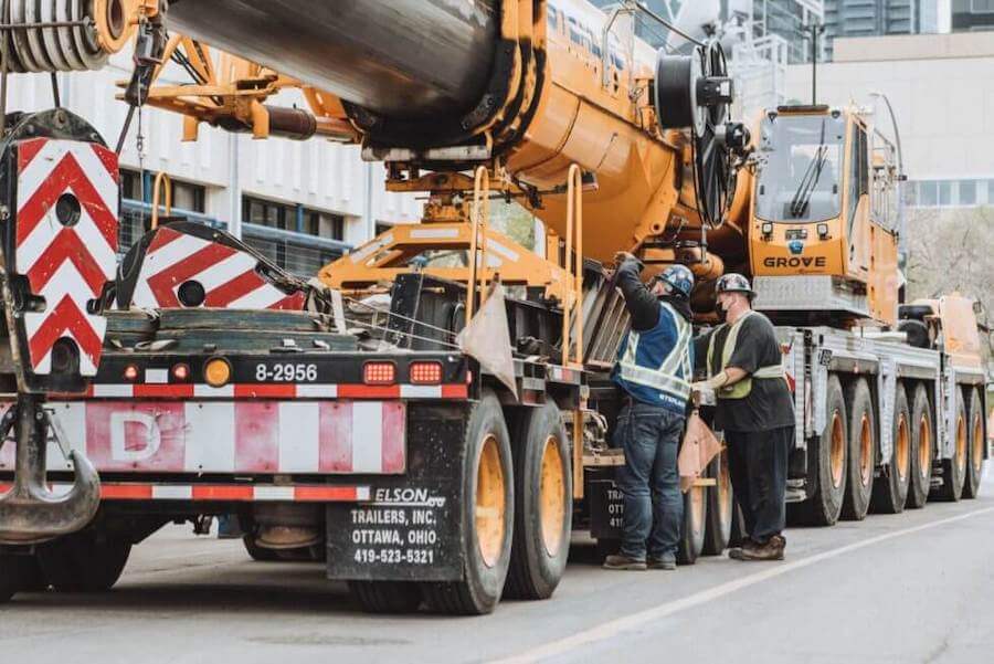 Employees working on a Sterling crane