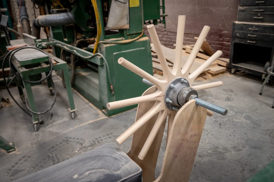 Parts of the Wasp replica car in the workshop