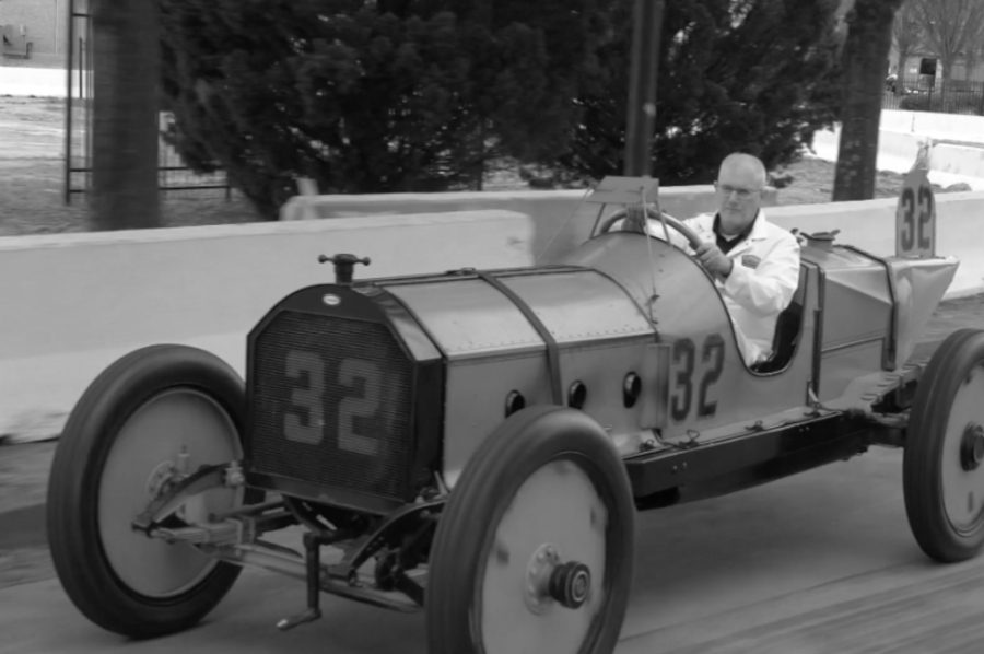 Wasp engineer Tom Hewer riding in Wasp car